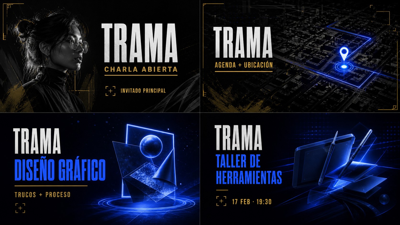 Sistema modular TRAMA para una charla y taller de diseño gráfico