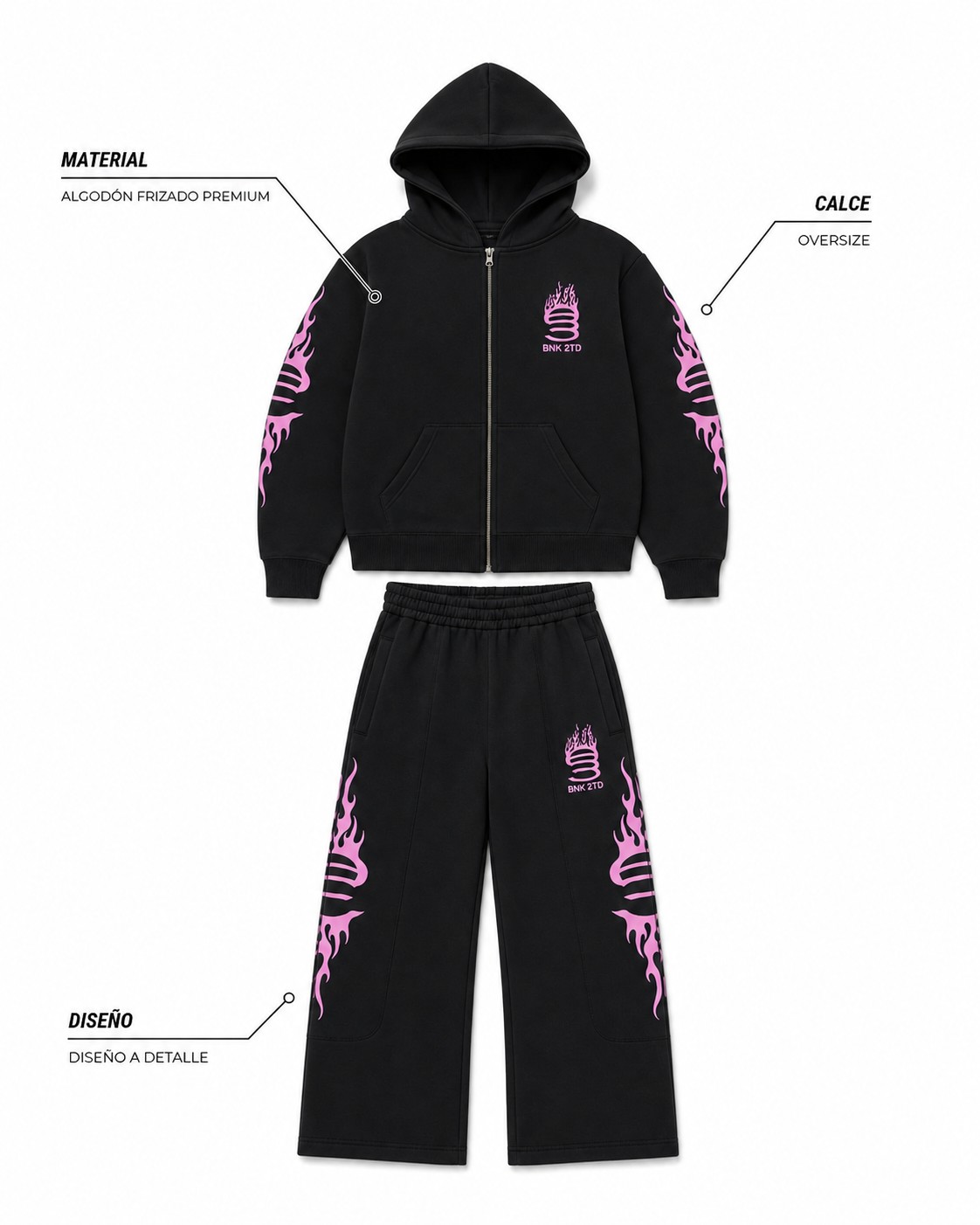 Ficha Wess: algodón frizado premium, calce oversize y diseño a detalle